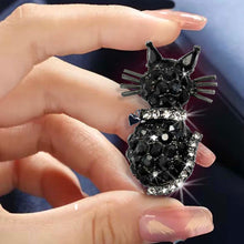 Load image into Gallery viewer, Black Cat Crystal Pin Brooch P213