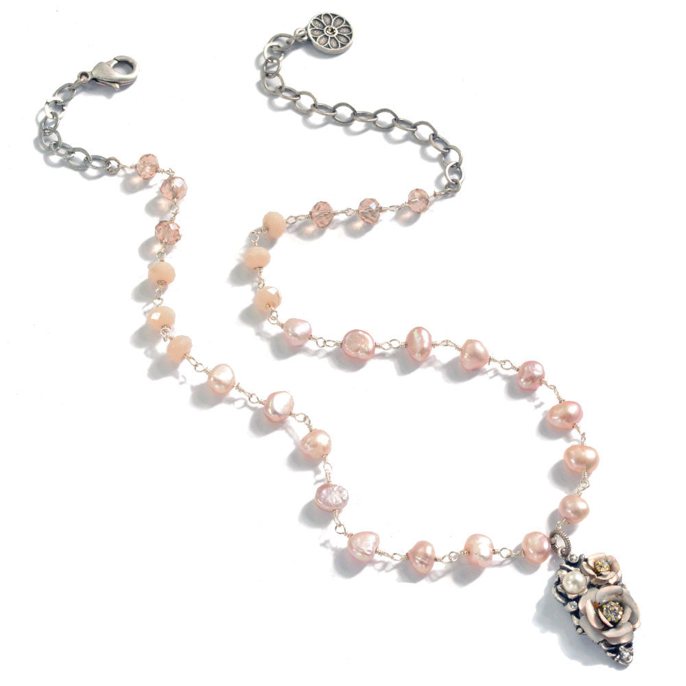 Baroque Pearl and Flower Necklace N1213