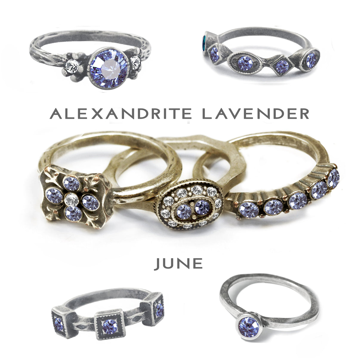 Stackable June Birthstone Ring - Alexandrite Lavender - Sweet Romance Wholesale