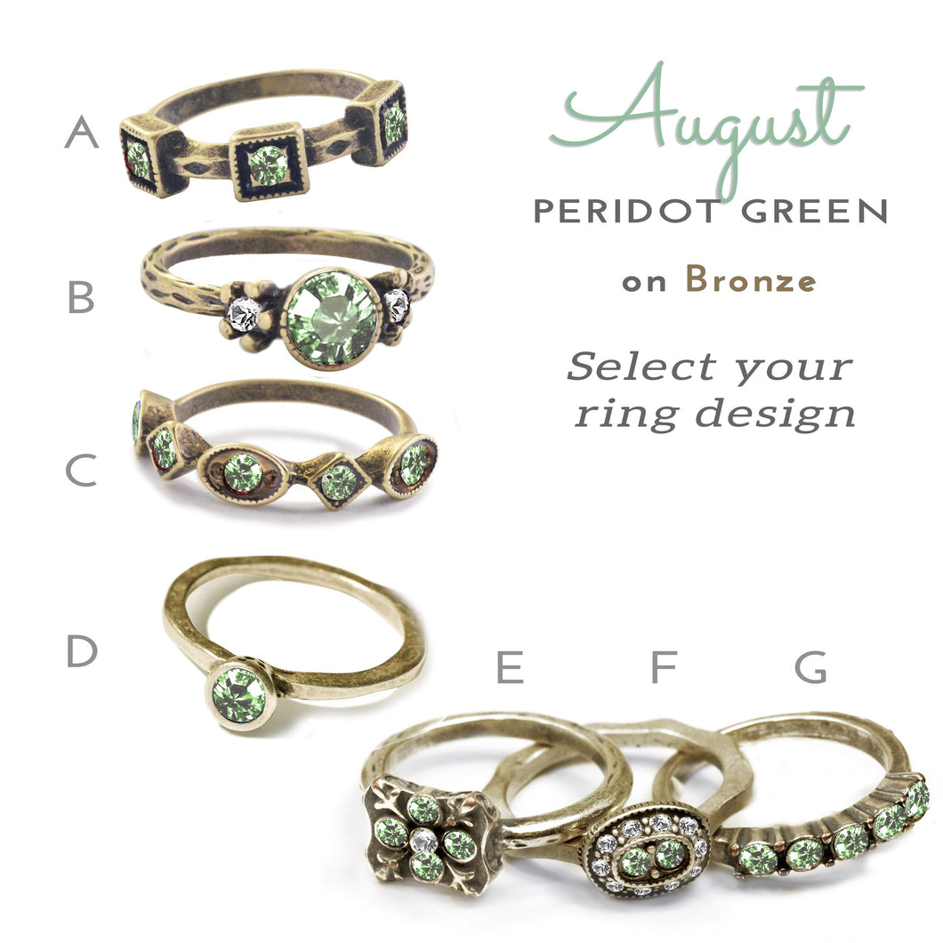 Stackable August Birthstone Ring - Peridot Green - Sweet Romance Wholesale