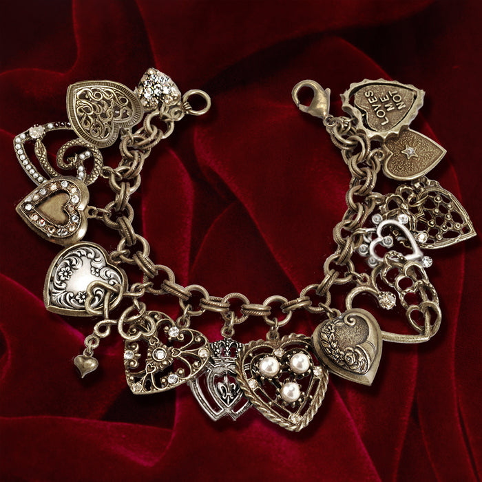 All My Love - Heart Charm & Locket Bracelet BR214 - Sweet Romance Wholesale