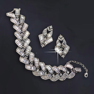 Art Deco Vee Baguette Crystal Earrings E763 - Sweet Romance Wholesale