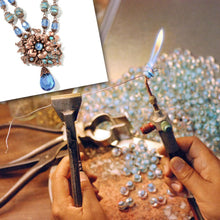 Load image into Gallery viewer, Blue and Copper Floral Necklace N5985 - Sweet Romance Wholesale