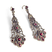 Load image into Gallery viewer, Bronze Trellis Display &amp; Garnet Earrings DEAL105 - Sweet Romance Wholesale