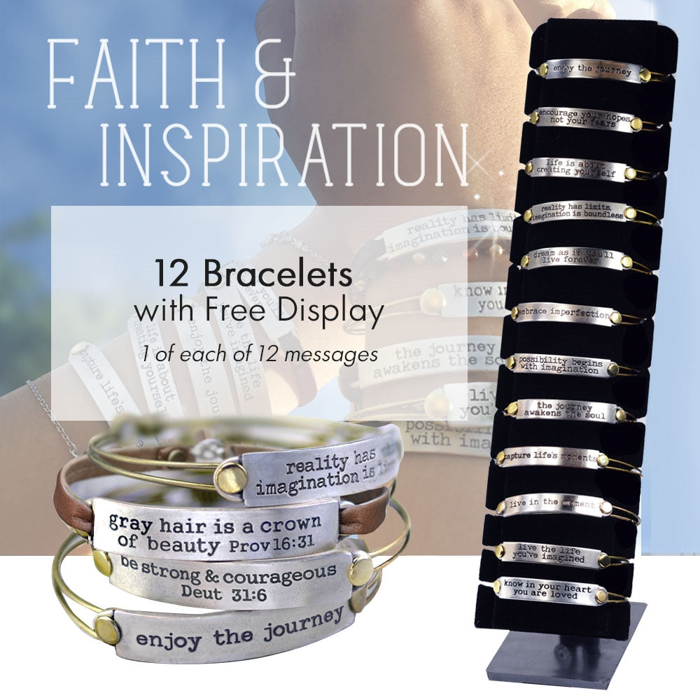 12pc Bible Verse Bracelets + FREE Display DEAL1302 - Sweet Romance Wholesale