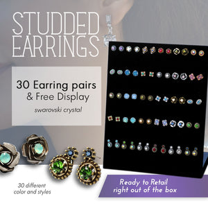 30 pr Stud Earrings + Free Display DEAL1399 - Sweet Romance Wholesale