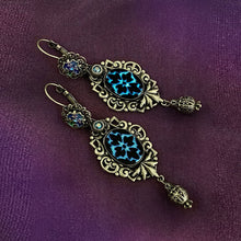 Load image into Gallery viewer, Peacock Vintage Glass Earrings E1038 - Sweet Romance Wholesale