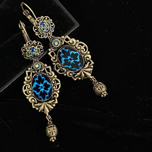 Peacock Vintage Glass Earrings E1038 - Sweet Romance Wholesale