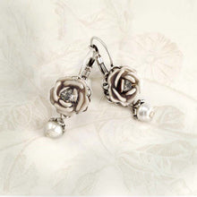 Load image into Gallery viewer, Ivory Tea Rose Enamel Earrings E1088 - Sweet Romance Wholesale