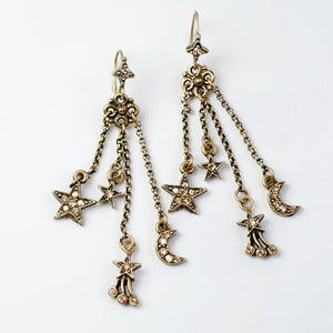 Moon & Star Delicate Tassel Earrings E1500 - Sweet Romance Wholesale