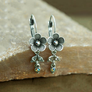 Silver Flowers Necklace & Earrings Set - Sweet Romance Wholesale
