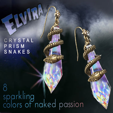 Elvira's Mystic Crystal Snake Earrings - Sweet Romance Wholesale