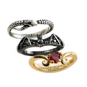 Elvira's Stacking Ring Set: Bat, Serpent, Heart EL_R101 - Sweet Romance Wholesale
