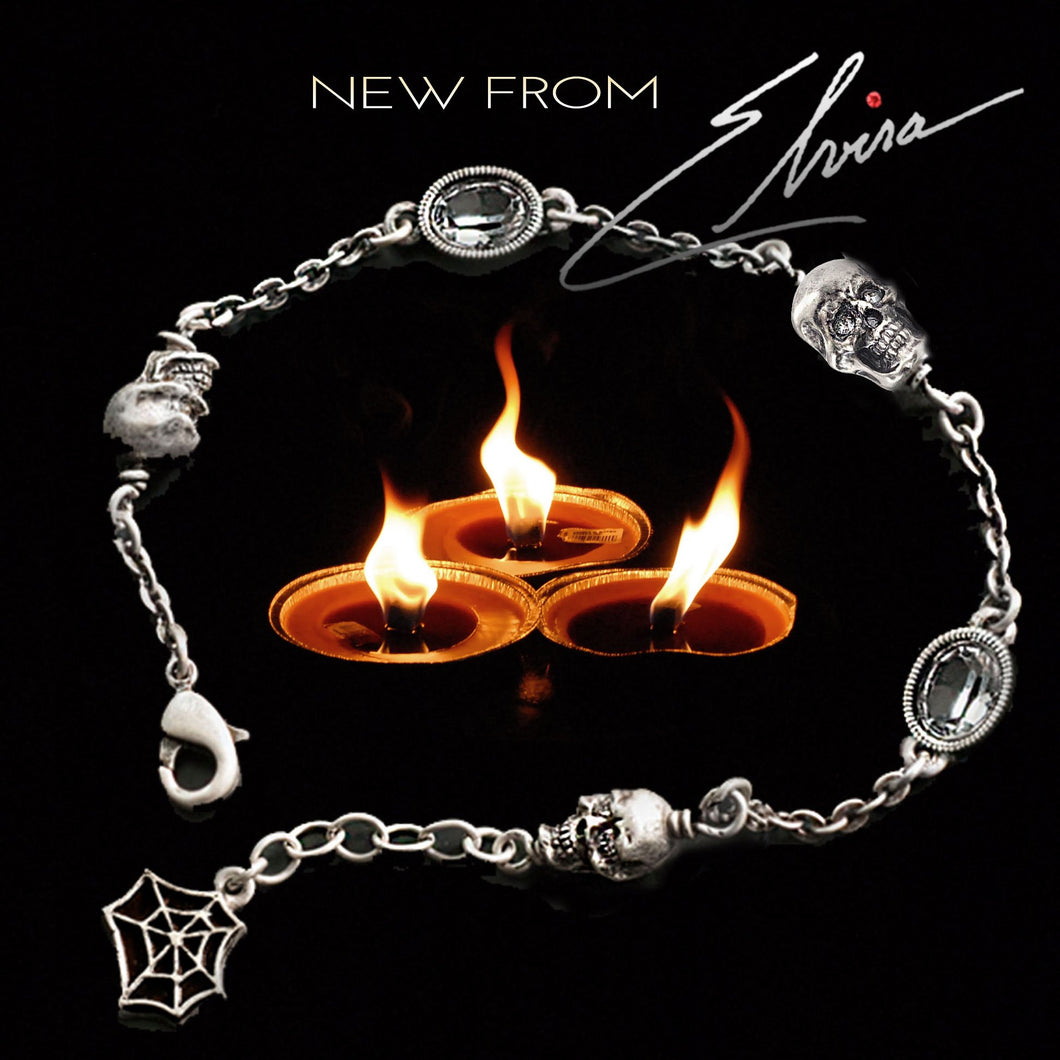Elvira's Tiny Skulls and Jewels Chain Bracelet BR121 - Sweet Romance Wholesale