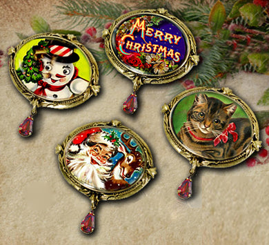 Set of 4 Christmas Pins - Sweet Romance Wholesale