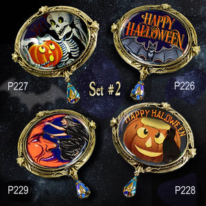 Set of 4 Retro Halloween Pins Set #3 - Sweet Romance Wholesale