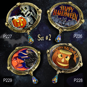 Set of 4 Retro Halloween Pins Set #2 - Sweet Romance Wholesale