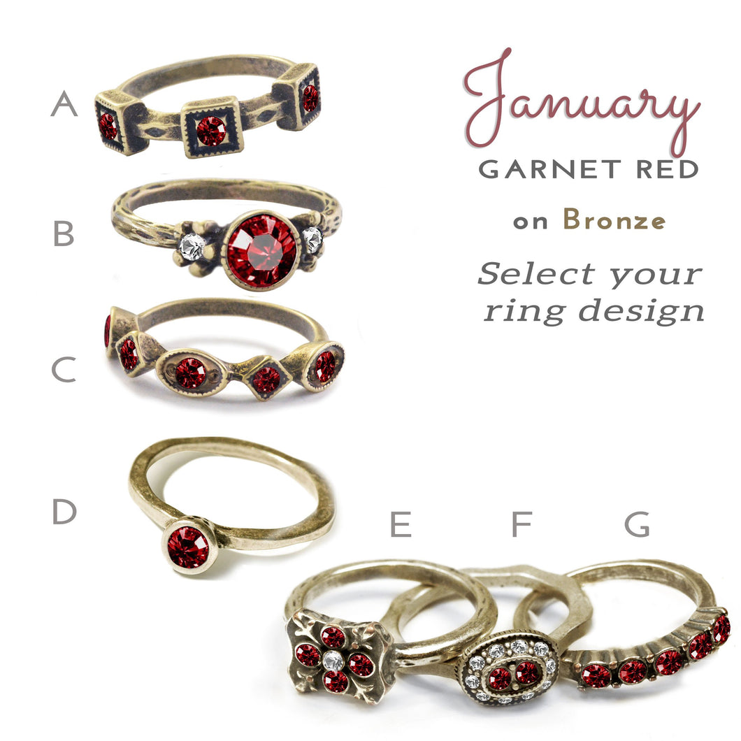 Stackable January Birthstone Ring - Garnet - Sweet Romance Wholesale