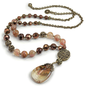 Long Gemstone Bead Pendant Necklace - Sweet Romance Wholesale