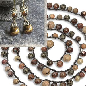 Gemstone Bead Necklace Malachite or Jasper - Sweet Romance Wholesale