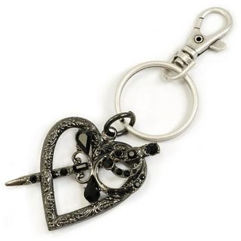 Heart & Dagger Keychain KEY114 - Sweet Romance Wholesale
