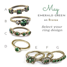Load image into Gallery viewer, Stackable May Birthstone Ring - Emerald Green - Sweet Romance Wholesale