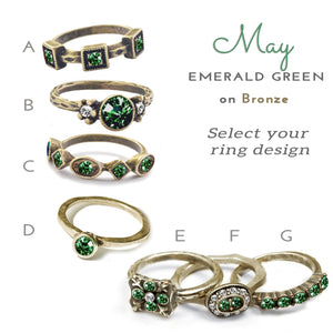 Stackable May Birthstone Ring - Emerald Green - Sweet Romance Wholesale