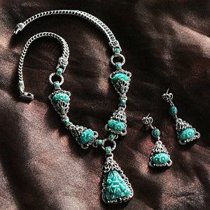 Art Deco Vintage Green Jade Glass Triangle Earrings - Sweet Romance Wholesale