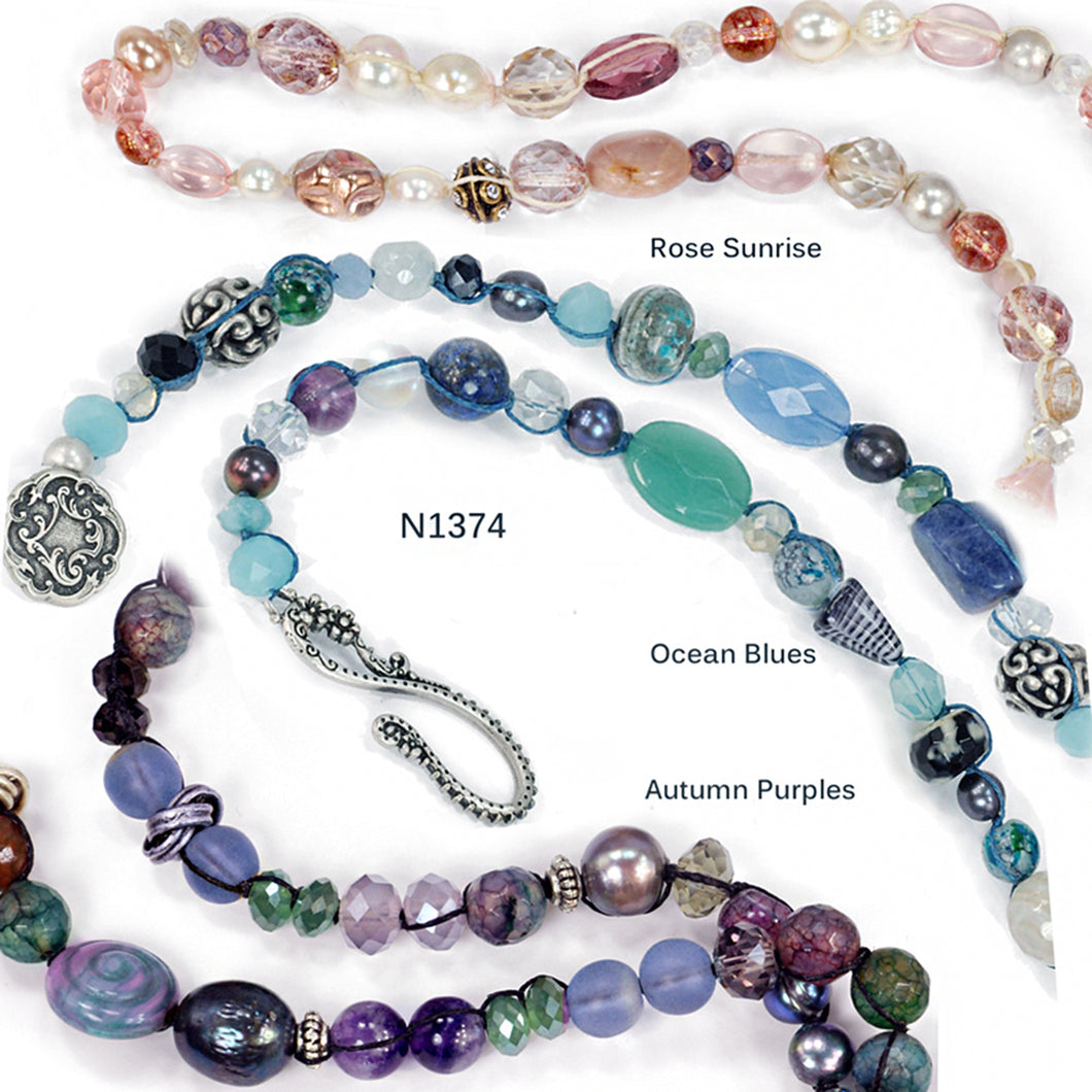Long Purple Gemstone Beaded Necklace N1374-PA - Sweet Romance Wholesale