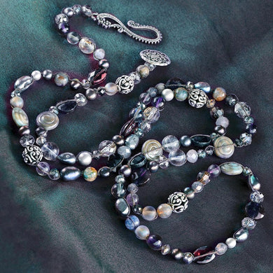 Long Purple Gemstone Beaded Necklace N1374-PA - Sweet Romance Wholesale