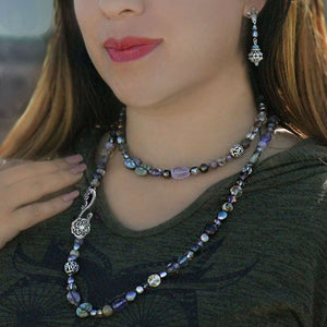 Long Blue Gemstone Beaded Necklace N1374-BL - Sweet Romance Wholesale
