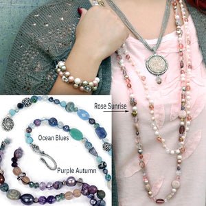 Long Pink Gemstone Beaded Necklace N1374-PA - Sweet Romance Wholesale