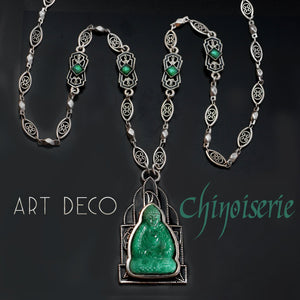 Jade Glass Vintage Buddha Necklace - Sweet Romance Wholesale