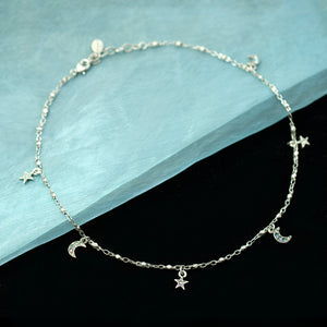 Star & Moon Charm Necklace N1629 - Sweet Romance Wholesale