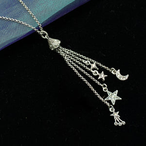 Moon & Star Delicate Tassel Necklace N1630 - Sweet Romance Wholesale
