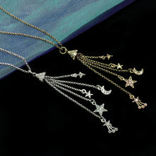 Load image into Gallery viewer, Moon &amp; Star Delicate Tassel Necklace N1630 - Sweet Romance Wholesale