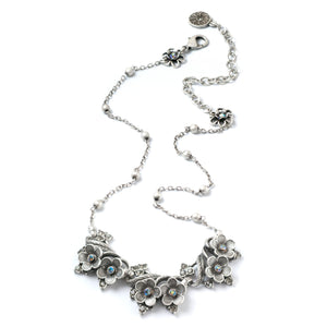 Silver Forget-me-not Flower Necklace N347-R - Sweet Romance Wholesale