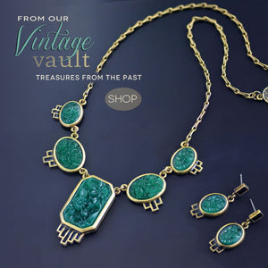 Vintage Art Deco Jadeite Glass Necklace N739 - Sweet Romance Wholesale