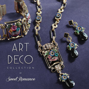 Art Deco Enamel Flower Vase Necklace - Sweet Romance Wholesale