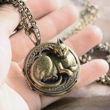 Load image into Gallery viewer, Purrson Cat Locket Necklace in Silver or Bronze - Sweet Romance Wholesale
