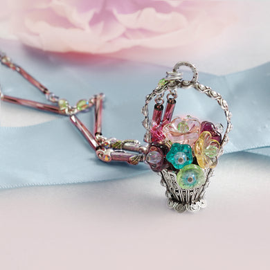 Flower Basket Necklace by Sweet Romance N966 - Sweet Romance Wholesale