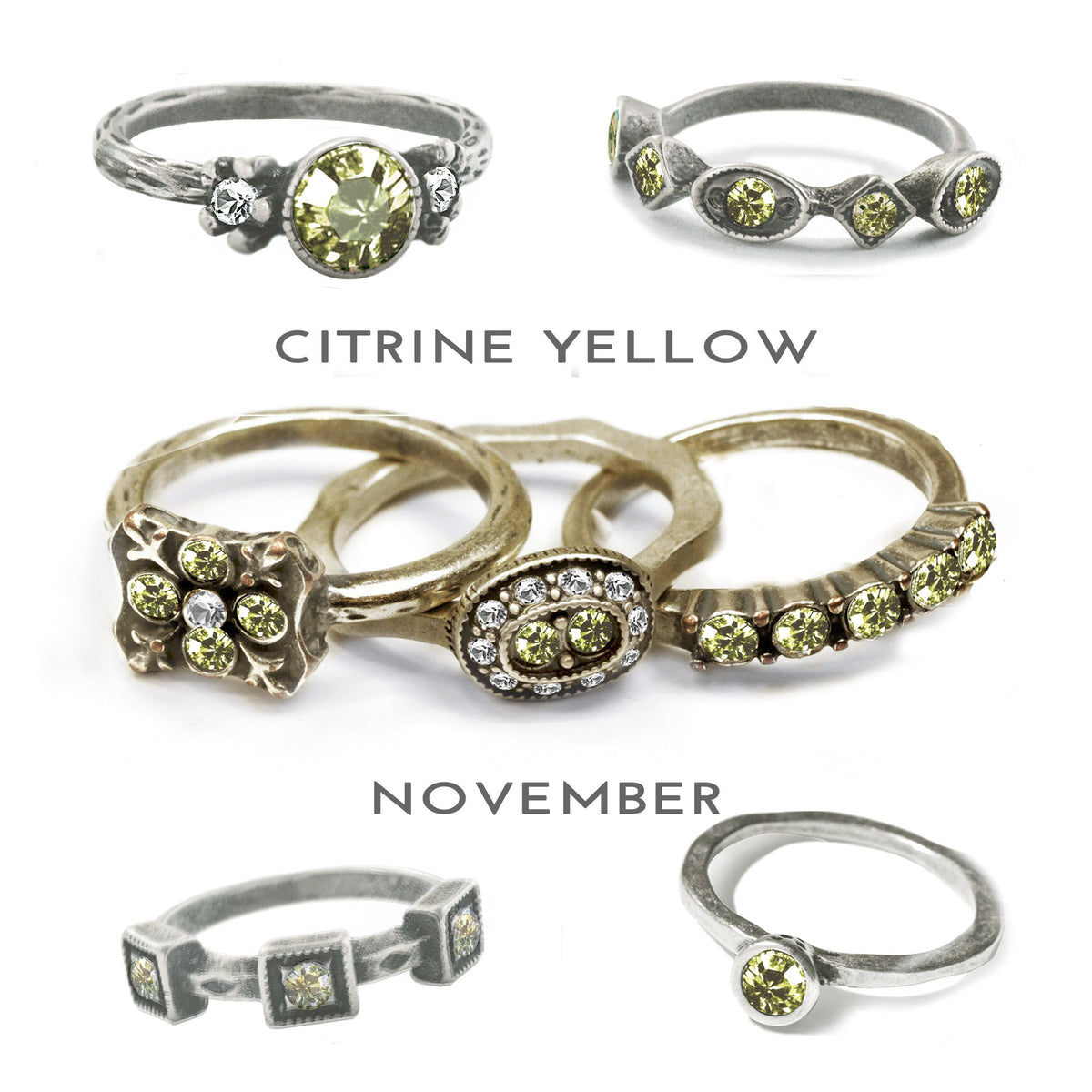 Stackable November Birthstone Ring - Citrine Yellow - Sweet Romance Wholesale