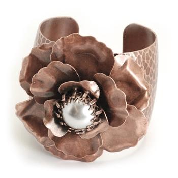 Camellia Flower & Pearl Cuff Bracelet OL_BR111 - Sweet Romance Wholesale
