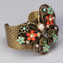 Load image into Gallery viewer, Butterfly and Flowers Cuff Bracelet OL_BR177 - Sweet Romance Wholesale