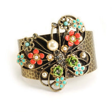 Load image into Gallery viewer, Butterfly and Flowers Cuff Bracelet OL_BR177 - Sweet Romance Wholesale