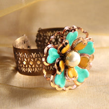 Load image into Gallery viewer, Copper and Enamel Flower Cuff Bracelet OL_BR182 - Sweet Romance Wholesale