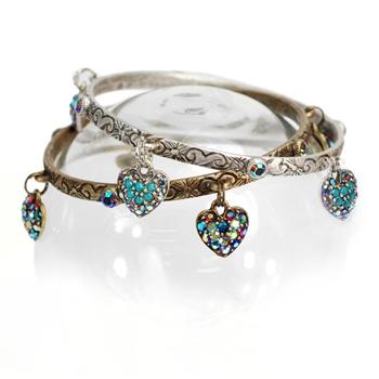 Rainbow Hearts Bangle Bracelet OL_BR305 - Sweet Romance Wholesale