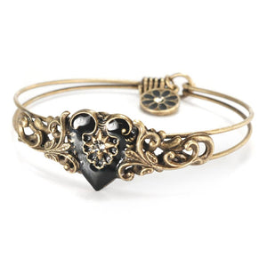 Black Enamel Heart Bracelet BR353 - Sweet Romance Wholesale