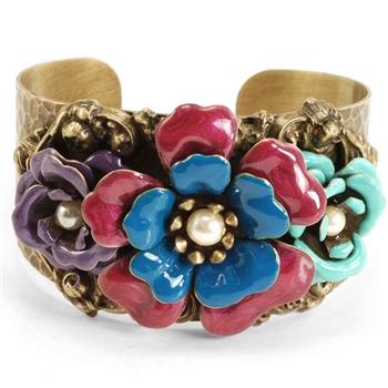 Camellia Enamel Cuff Bracelet OL_BR819 - Sweet Romance Wholesale
