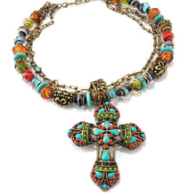 Load image into Gallery viewer, Mayan Cross Necklace N124 - Sweet Romance Wholesale